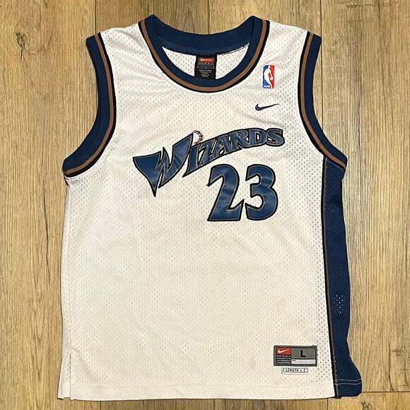 VTG Nike Michael Jordan Washington Wizards Basketball Jersey Youth L White #23 - Picture 1 of 7
